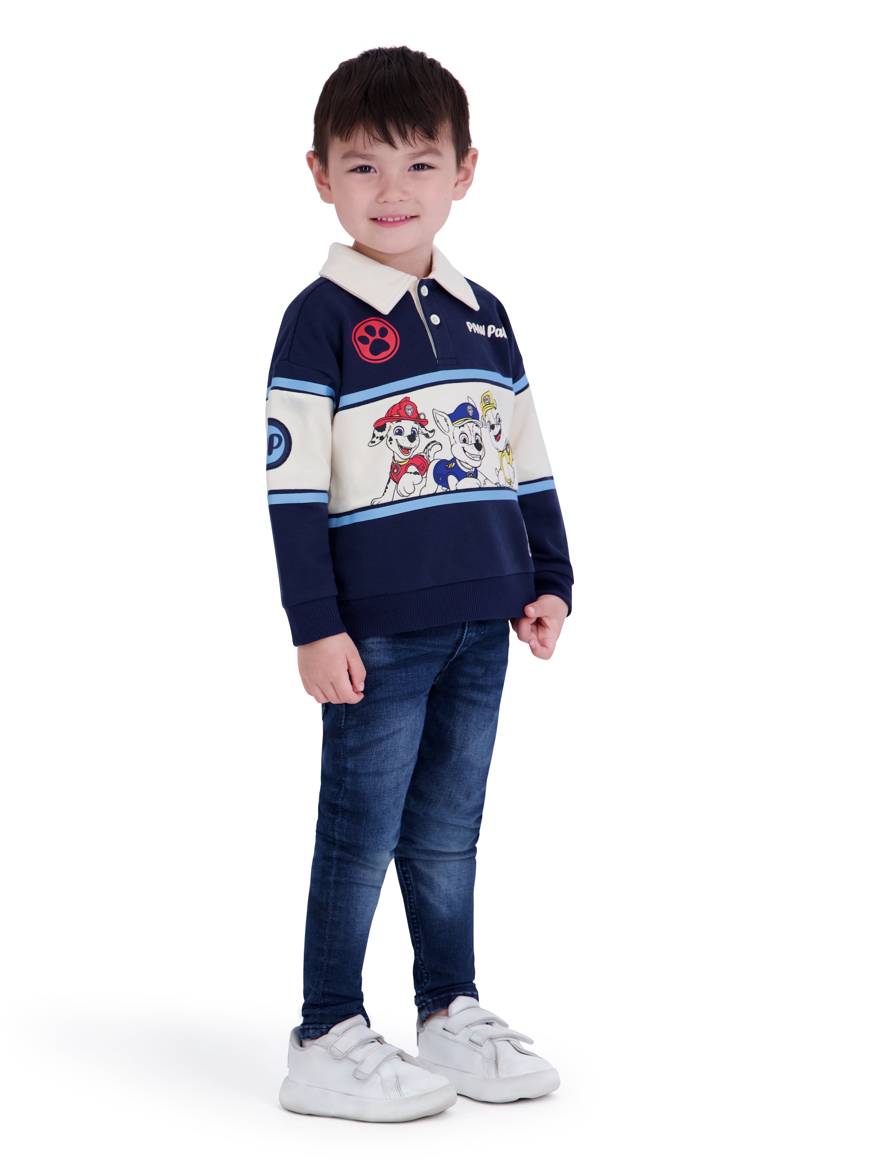 Paw Patrol Toddler Boy Long Sleeve Rugby Shirt, Sizes 12M-5T