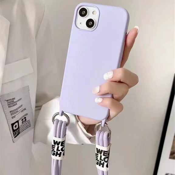 Compatible with iPhone 14 Plus Case with Wrist Hand Strap [Adjustable Rope] [Belt Wrist Lanyard] [String Detach Lanyard] [Drop Proof] Wrist Hand Free Protective Case 6.7 inch 14 Plus - Purple