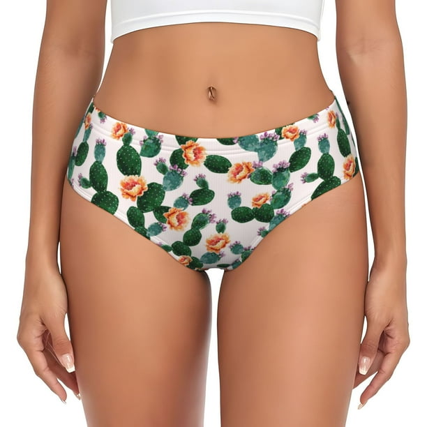 Fotbe Cactuses Calzones Estampados para Mujer – Ropa Interior de Algodón, Cómoda, Suave y Elástica-Large