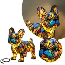 ACDANC French Bulldog Lamps - Retro Dogs Stained Resin Tabletop Night Light,Dog Series Art Night Light,3D Cute Pet Dogs Themed Lamp Stained Glass LED Table Lamps,Fun Gift for Dog Lovers