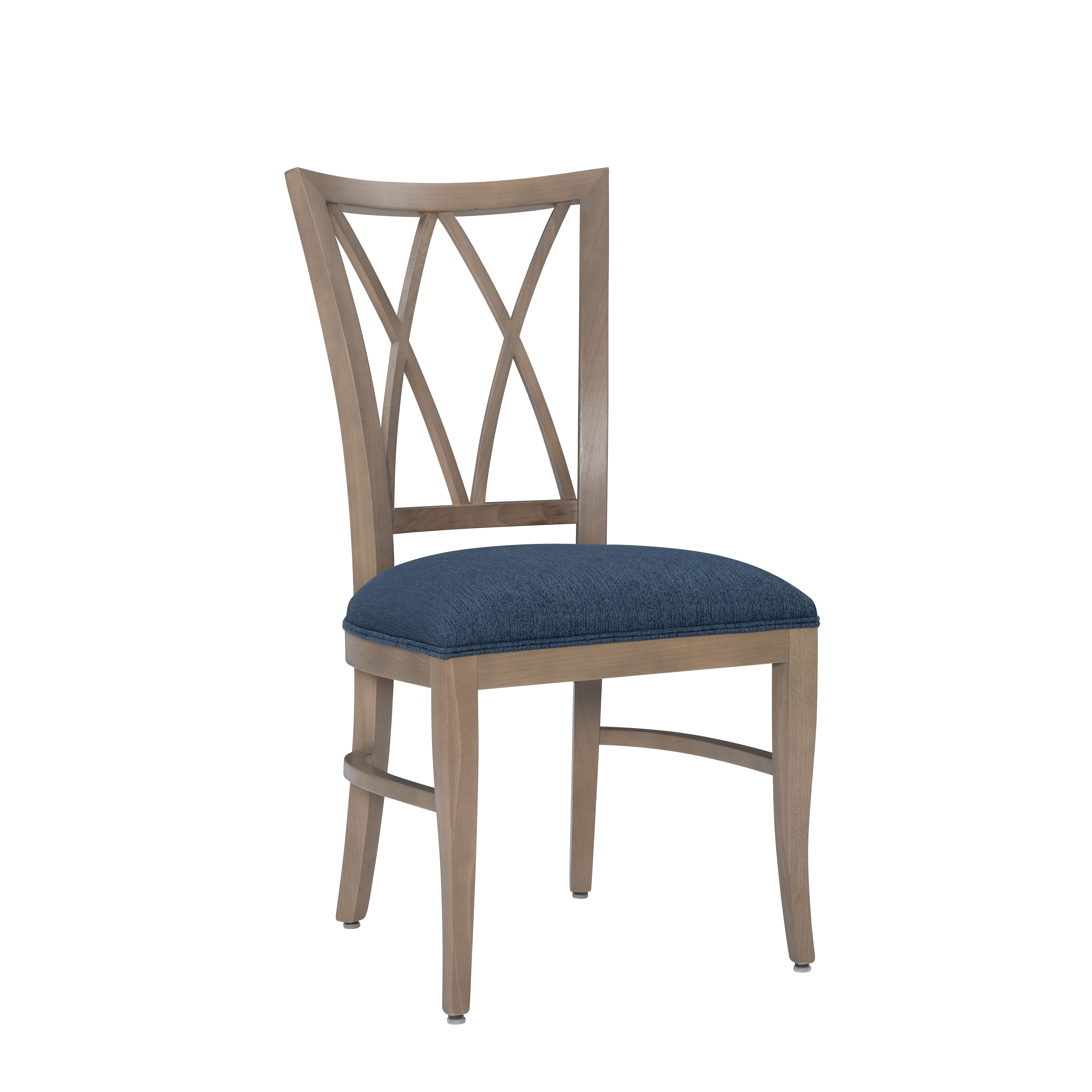 Linon Tanlsey Upholstered Dining Chair, Set of 2, Natural with Blue Fabric
