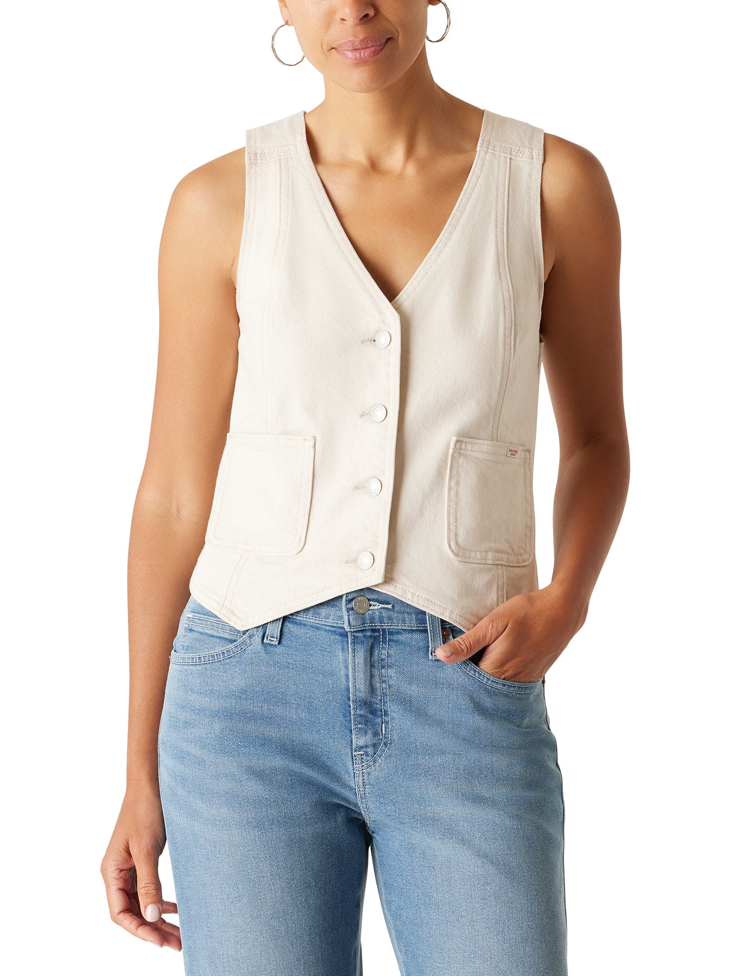 No Boundaries Cropped Denim Vest, Women's XXS-XXL - Walmart.com
