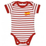 Spain Striped Baby Bodysuit, Red & White - 12-18 Months