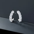 thumbnail image 4 of Gem Stone King 925 Sterling Silver White Moissanite Open Hoop Earrings for Women (3.30 Cttw, Round 4.5MM), 4 of 4