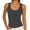 Dark Gray, variant on Women's Casual Basic U-Neck Sleeveless Ribbed Fitted Cute Tank Top Beige