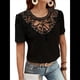 thumbnail image 2 of Blusas Tipo Túnica de Corta para Mujer, Estilo Informal, con Encaje Negro XXL, 2 of 9