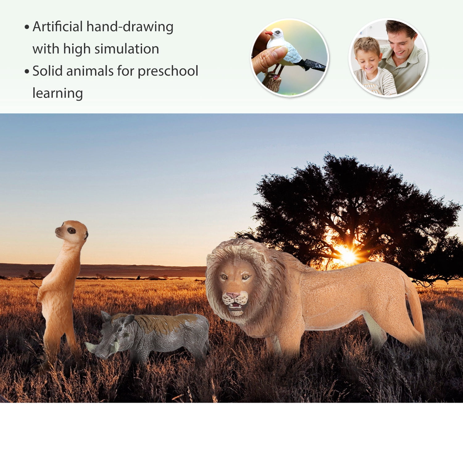 Volnau Animal Toys Figurines Africa Figures Zoo Pack Christmas Birthday Gift Lion Jungle Forest King