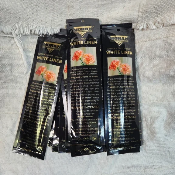 House of Mohan White Linen Incense - 5 pack ( 50 Sticks)