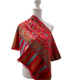 thumbnail image 3 of Carmine Red and Brown Modal Scarves with Intricate Floral Patterns Summer Spring Accessory great for Casual Events, 3 of 3