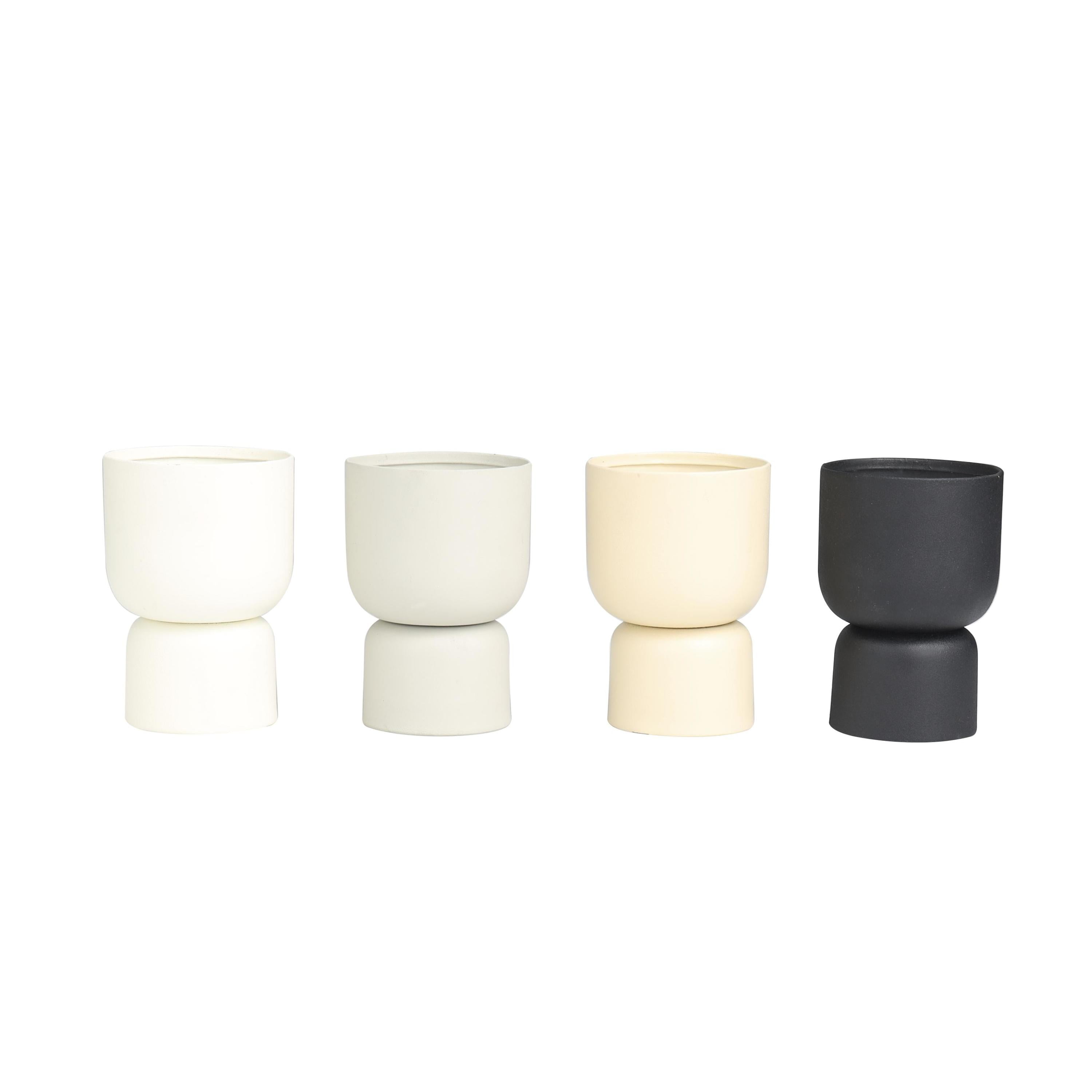 DecMode 4 Holder Multi Colored Metal Egyptian Mint, Mediterranean Fig, Sauvignon Blanc, and Vanilla Marshmallow Scented 12 oz 2 Wick Candle with White Wax, (Set of 4)