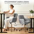 thumbnail image 4 of PAPROOS Vanity Chair with Back, Adjustable Swivel Makeup Desk Chair with Wheels and Arms, Fluffy Home Office Task Chair with Artificial Rabbit Hair for Bedroom, Dorm, Study Room, Gray, 4 of 9