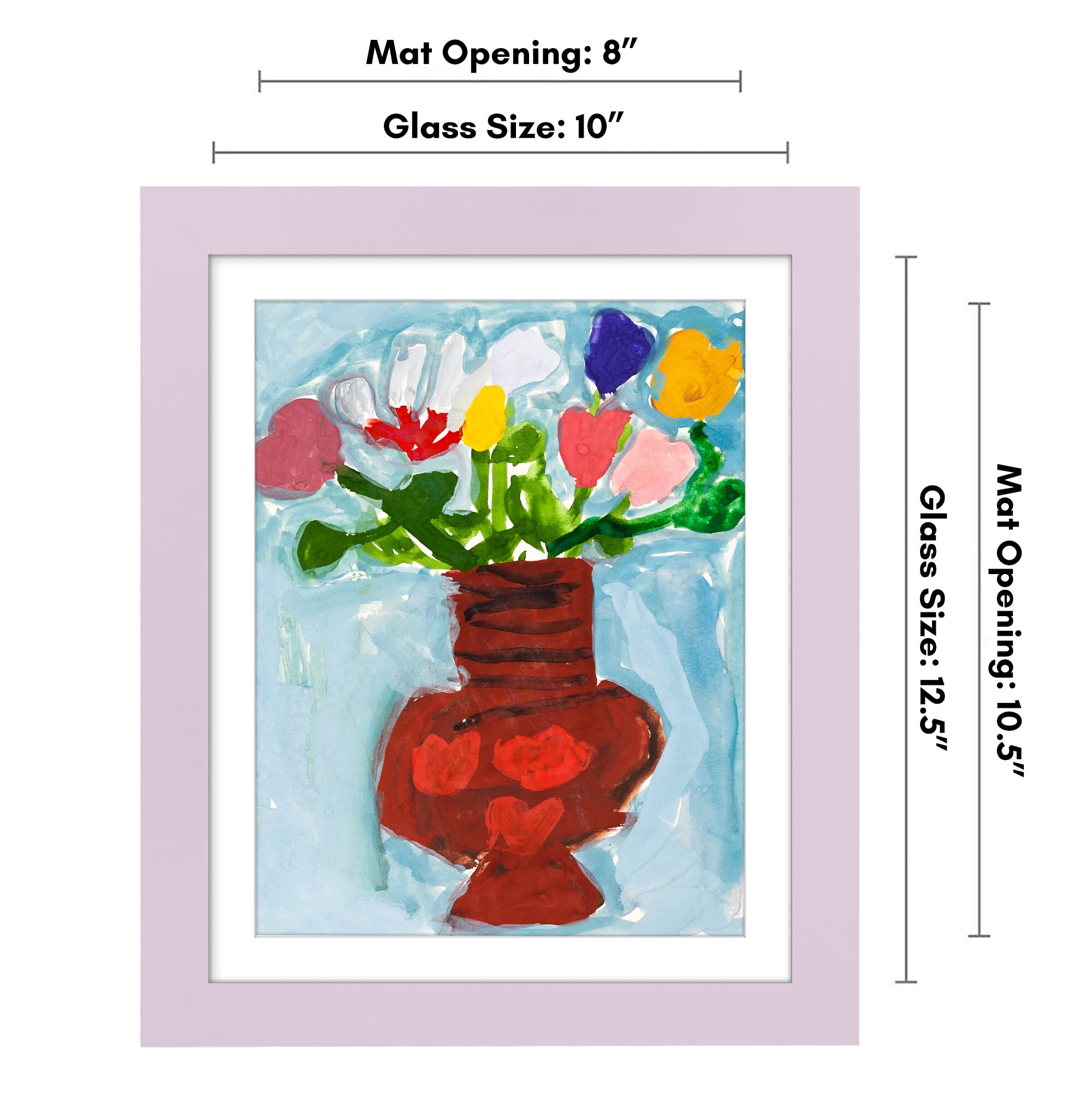 Americanflat 10x12.5 Kids Art Frame with 8.5x11 Mat Holds 100 Art Pieces Magnetic Letter Size Display Mini - Lilac