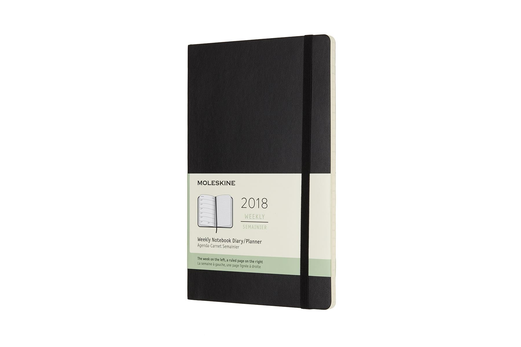 Moleskine 12 month weekly planner large black soft cover 5 x 8 25