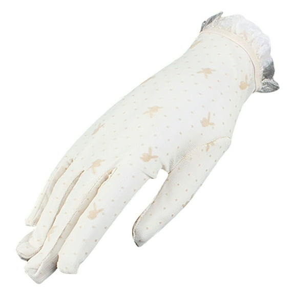 VBVC Ladies Lace Floral Elegant Gloves,Formal Dress-Up Gloves for Women,Beige,Size Free Size