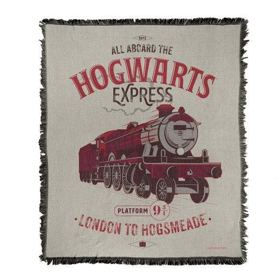 Harry Potter Blanket, 50'x60' Hogwarts Express Woven Tapestry Cotton Blend Fringed Throw Blanket