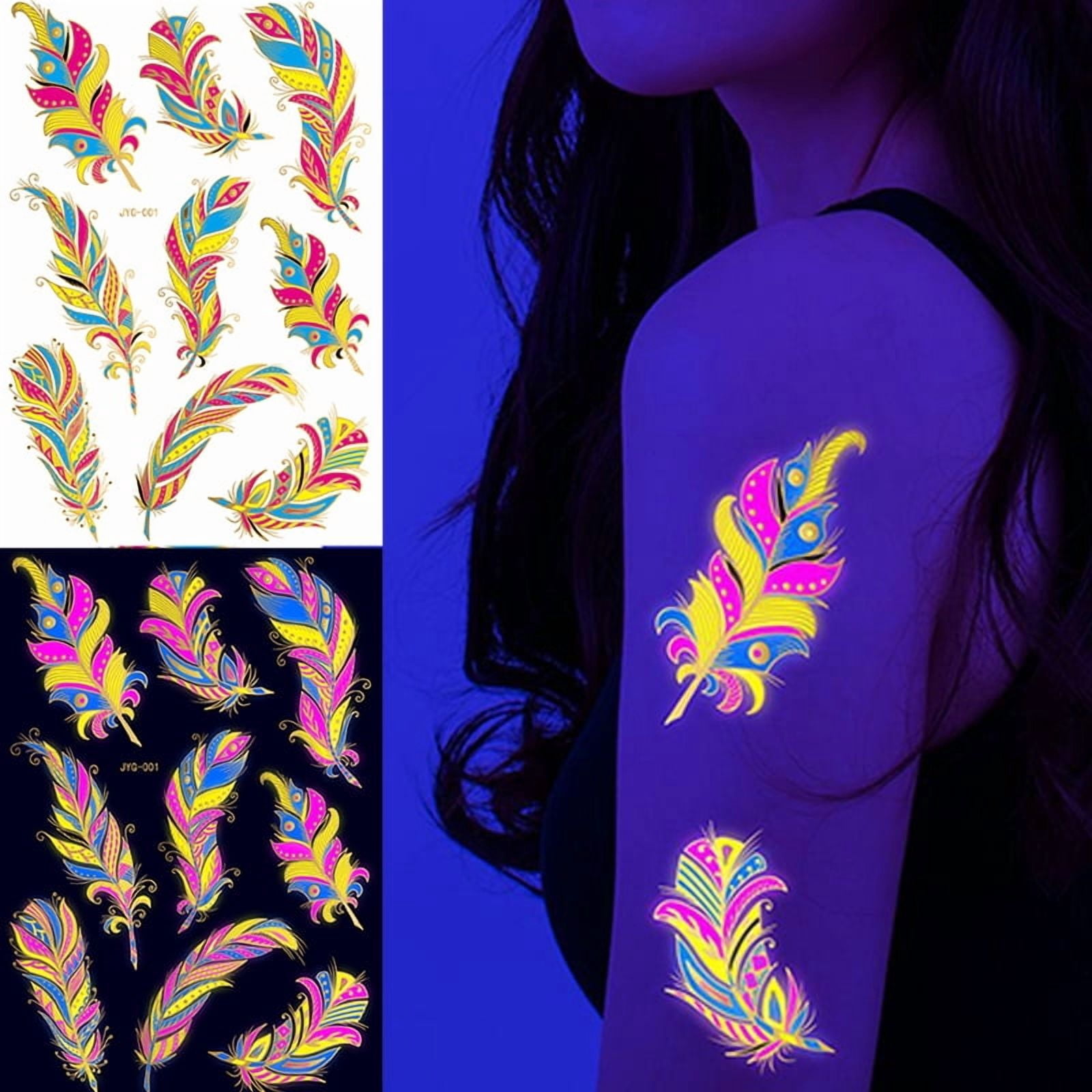 Valentine's Day Fluorescent Skin Temporary Waterproof Art Stickers for Men and Women's Arms and Shoulders Music Concert Bar Party Festival Skin Temporary Decorative Stickers