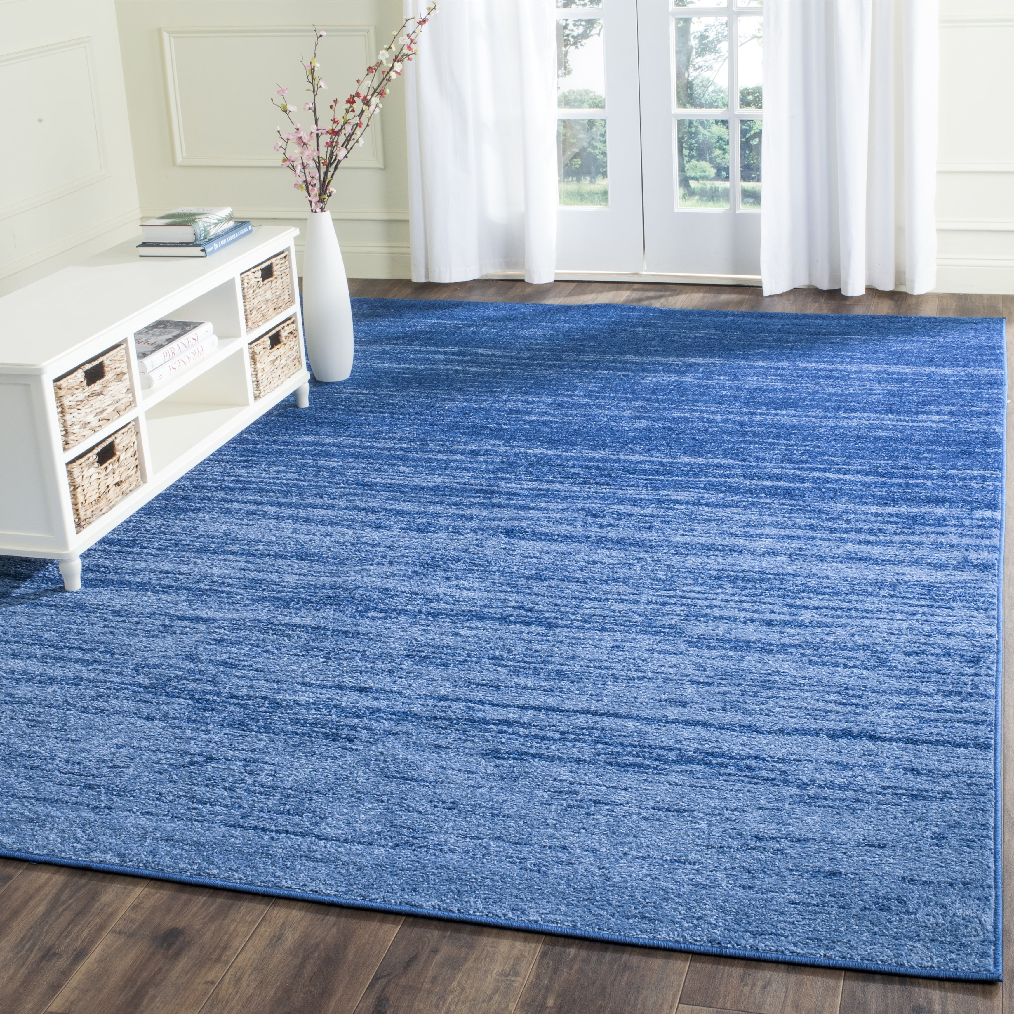 SAFAVIEH Adirondack Esmond Striped Area Rug, Navy/Grey, 9' x 12' - Large - Modern Design, Navy & Grey, Ideal for Living Room, Bedroom, Dining Space