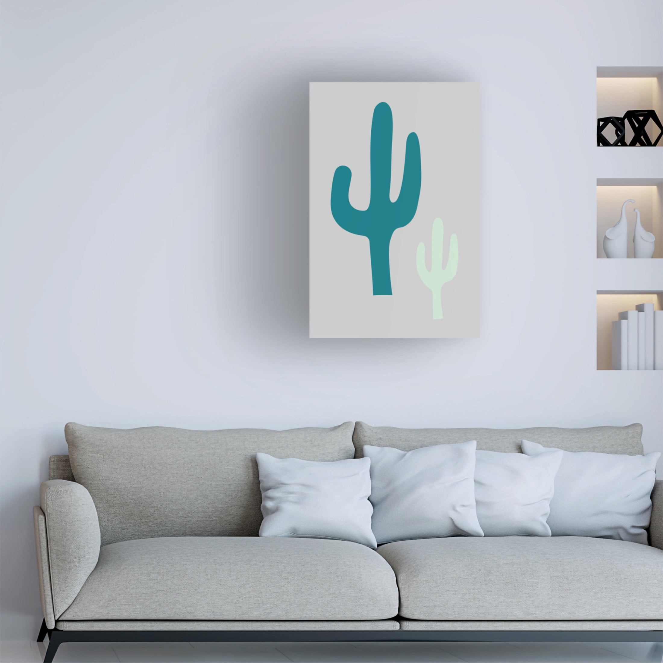 Trademark Fine Art Pictufy Studio Cactus Grey Canvas Wall Art