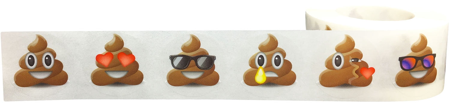 Clear Poop Emoji Shape Stickers 6 Different Poop Emoji Labels 1 Inch 500 Total Adhesive Stickers