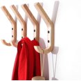 thumbnail image 1 of 4 Pieces Rubber Wood Wall Coat Hooks Coat Racks with Two Hooks, 16 x 6 x 2.5 cm, 1 of 5