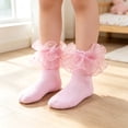 thumbnail image 2 of Resicozy Ruffle Socks Girls Lace Frilly Turn Cuff Ankle Socks Dress Socks for Daily Travel 2026 Pink L, 2 of 7