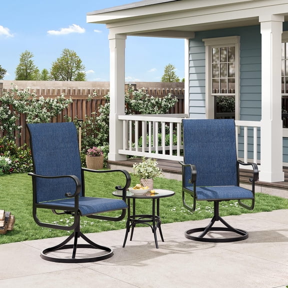 GIMMYFIVE Set of 2 Patio Rocking Chairs, 360° Swivel, All-Weather Padded High Back Outdoor Dining Chairs