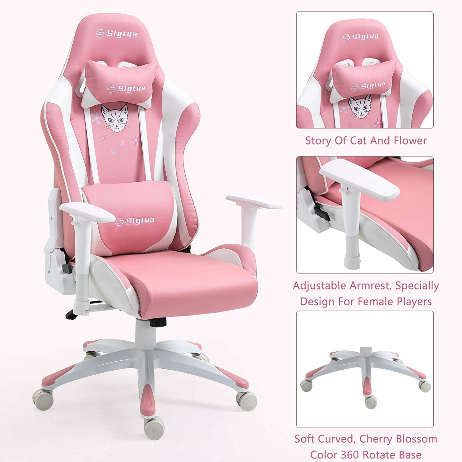 pink gaming chair cat ears