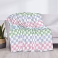 thumbnail image 3 of Uemuo Colorful Checkerboard Printed Throw Blanket for Couch, Fluffy Fuzzy Blankets for Bed, Sofa, Cozy Flannel Faux Fur Blanket-40"x30", 3 of 6