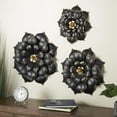 thumbnail image 2 of DecMode Black Metal 3D Floral Wall Decor with Gold Center (3 Count), 2 of 9