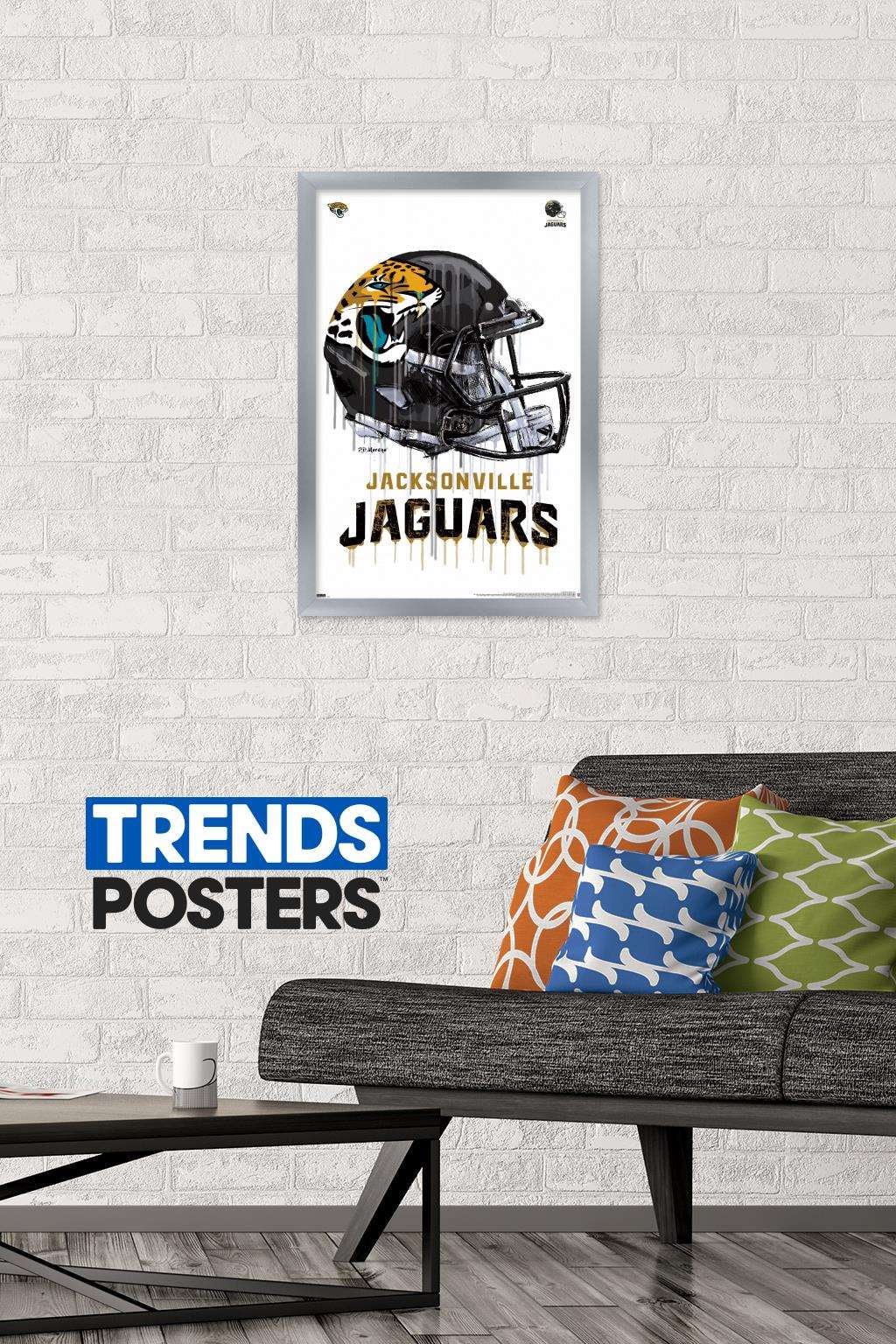 NFL JacksonVille Jaguars - Drip Helmet 20 Wall Poster, 14.725" x 22.375", Framed