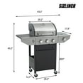 thumbnail image 2 of 3 Burner Stainless Steel Gas Grill with Side Burner, 37,000 BTU Propane Gas Grill for Outdoor Patio Garden Barbecue, Black&Silver, 2 of 10