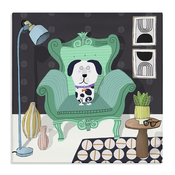 Stupell Industries Eclectic Dog in Modern Room Canvas Art, 17 x 17, by Carla Daly