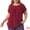 Burgundy, variant on Women's Plus Tops with Swiss Dots Crew Neck Short Sleeve Casual Blouses 1X Dark Blue