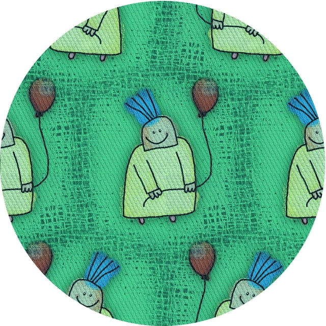 Ahgly Company Machine Washable Indoor Round Transitional Lime Mint Green Area Rugs, 8' Round