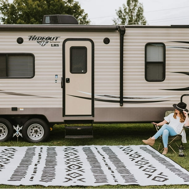 Glamplife Recycled Reversible RV Rug Camping Rugs for Outside Your RV
