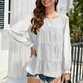 thumbnail image 4 of HAiming Women's Summer Chiffon Blouses Solid Color Ruffled Long Sleeve Dressy Tops Casual Loose Tiered Pleated Shirts, 4 of 8