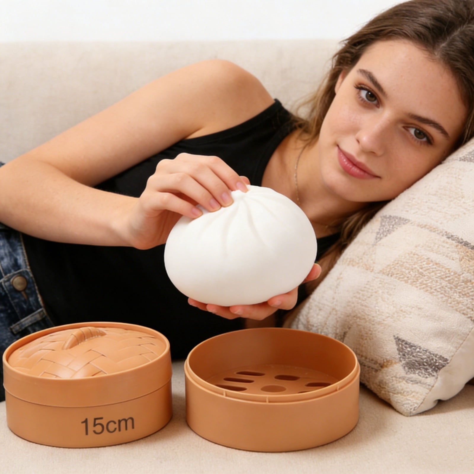 Gcvizuso Baozi Kneading Decompression Ball 15cm, Super Soft Squeeze Sensory Ball, Slow Springback Pressure Relief Gadget