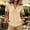 Khaki, variant on Women's Gingham Check Short Sleeve Blouse with Lapel Collar and Curved Hem, Relaxed Fit Lightweight Summer Top for Casual Vacation and Weekend Getaways