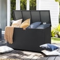 thumbnail image 2 of Simenmax 120-Gallon Deck Box Outdoor Waterproof Storage Bin with Aluminum Frame, All-Weather Wicker Design for Patio, Garden, Poolside, and Balcony Organization, 2 of 8