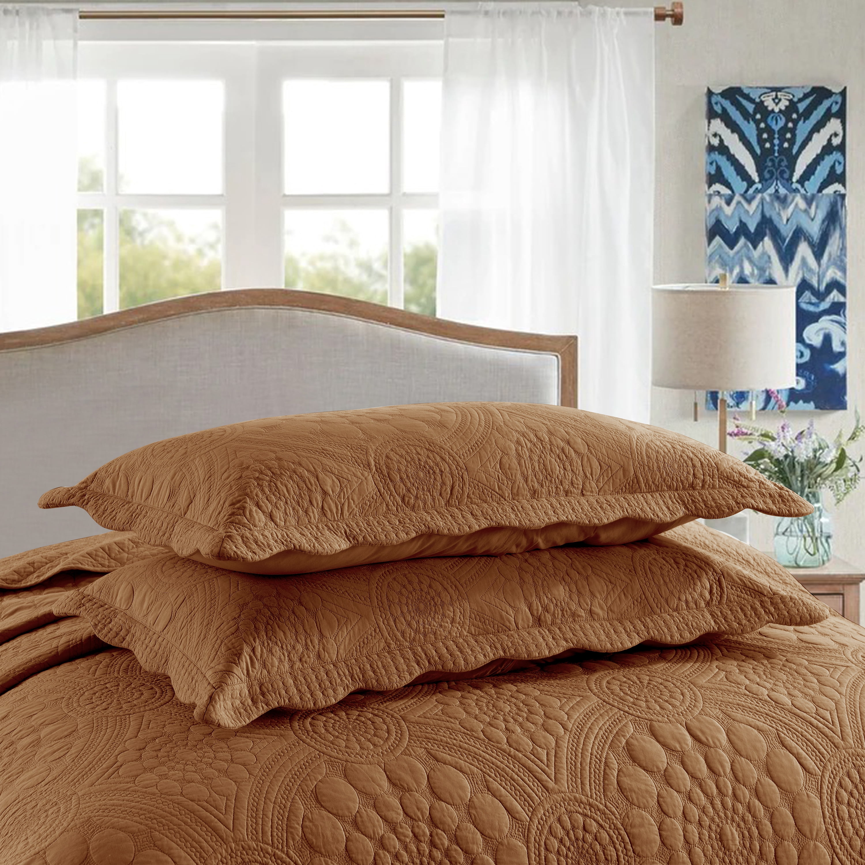 MarCielo 3-Piece 100% Cotton Oversized Bedspread Quilt Set Coverlet Set Farmhouse Bedding Set TF