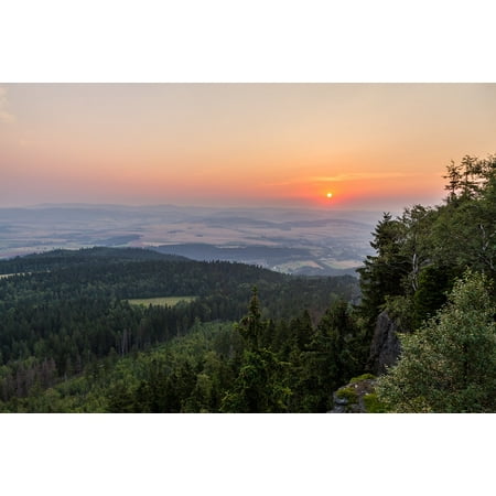 Peel-n-Stick Poster of Hills Sunset Evening Valley Scene Panoramic View Poster 24x16 Adhesive Sticker Poster