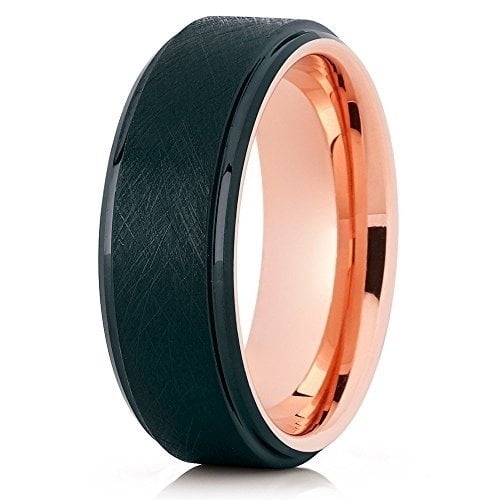 Silly Kings Jewelry Tungsten Wedding Band Rose Gold Tungsten Ring Olivit Brush Tungsten Carbide Comfort Fit (10)