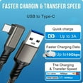 thumbnail image 2 of AUBEAMTO 2-Pack USB A to USB C Cable Right Angle 3.3FT, USB 3.1 10Gbps Data Transfer and 60W 3A Fast Charging Long Cable for Android Auto Samsung, VR Link External, SSD and Other USB to Type C Device, 2 of 8