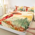 thumbnail image 5 of Manfei Watercolor Geisha Queen Sheet Sets for Girls, Red Umbrella Bed Set, Red Orange Green 4-Piece, 1 Flat Sheet, 1 Fitted Sheet and 2 Pillowcases, 5 of 6