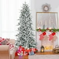 thumbnail image 2 of Topbuy 7.5 FT Pre-lit Artificial Christmas Tree Snow-flocked Hinged Xmas Tree with 350 Warm White Lights 1107 Mixed Branch Tips, 2 of 9