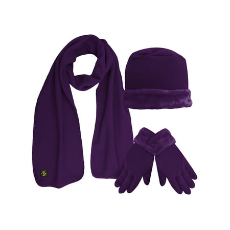 Palestinian Scarf - Fleece Hat Scarf & Glove Set With Plush Fur Trim