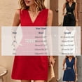 thumbnail image 3 of Hduncf Women's Summer Sleeveless Mini Dress Solid Color Cotton Linen V Neck Cinched A Line Slim Tank Short Dress Black XL, 3 of 5