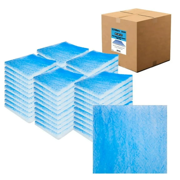 Paint Spray Booth Exhaust Filters Pad 20" x 20" x 2", Box of 50, 18 Gram Fiberglass Paint Arrestors - 26450