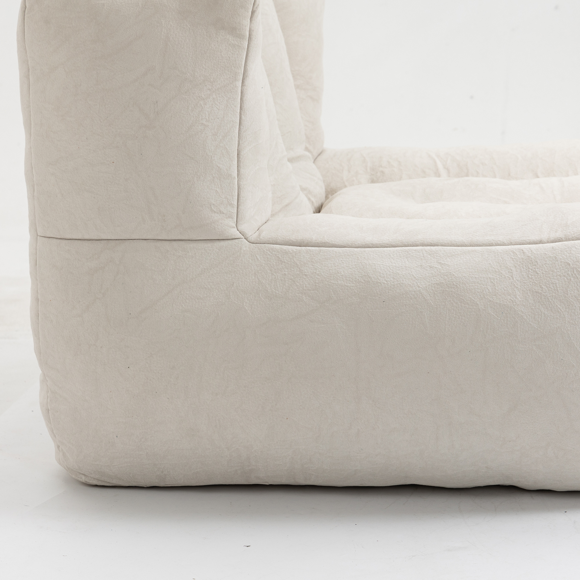 DEALTOPS Fluffy Bean Bag Chair with Ottoman for Adults & Teens, Super Soft Lazy Sofa Chair with Memory Foam for Living Room, Bedroom, Apartment-White