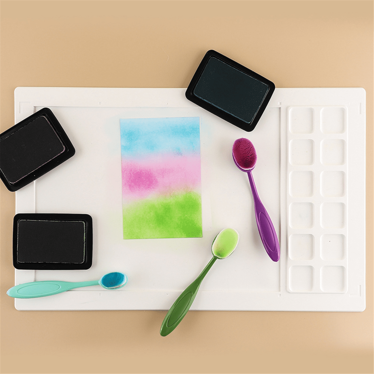 HOT Non-Stick Silicone Craft Mat Painting Pigment Palette Pad Watercoloring Stamping Crafting Tool